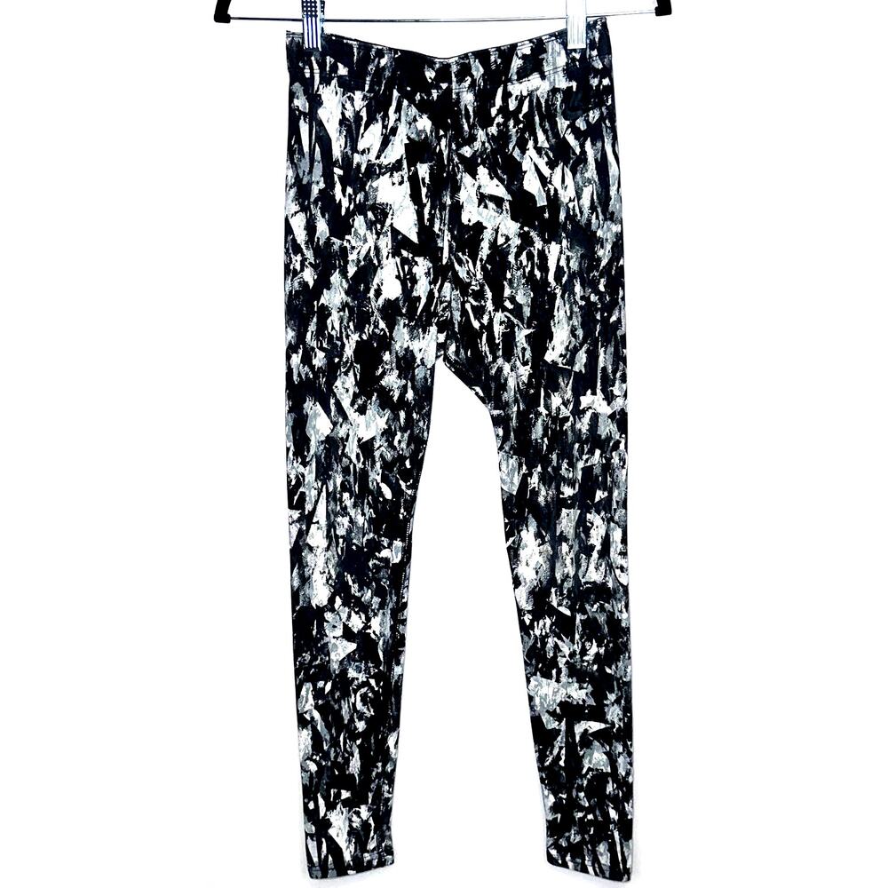 Nike Womens Leggings Pull On Stretch Womens Sz S Black White Workout Athleisure